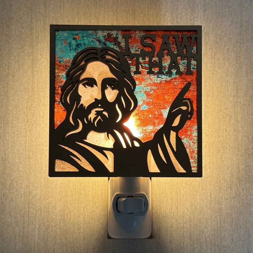 Jesus I Saw That Funny Night Light‎ Laser Cut Wood Religious Meme Decor Handmade